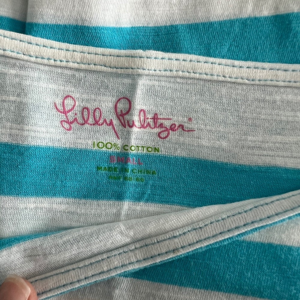 Lilly Pulitzer Boatneck Cotton Blue and White Stripe Dress, Size small